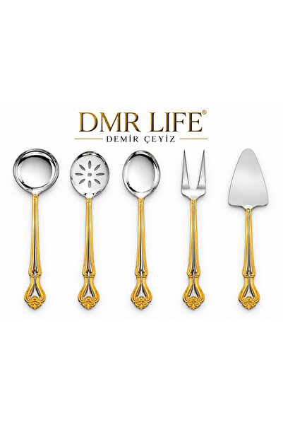 DMR LİFE 5 Piece Ottoman Gold Plated Sauce Serving Set 18/10 (Small Boydur)
