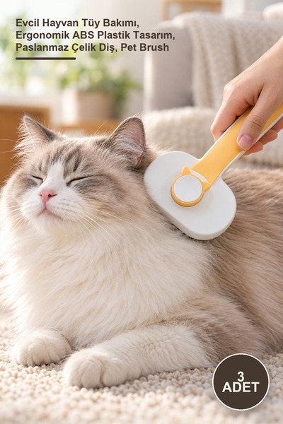 Yenilig 3 Pieces Self-Cleaning Hair Brush – Pet Hair Care, Ergonomic Abs Plas...