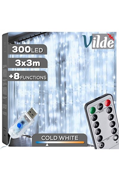 ARTEMİSPAK Lumini decorative tip perdea pentru fereastră, alb rece, 300 LED-u...