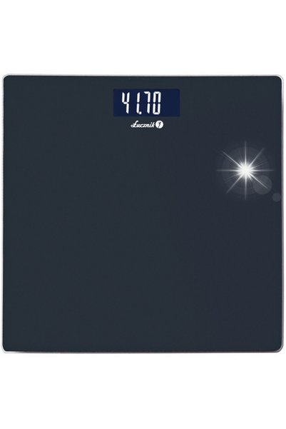 Łucznik Cântar electronic de baie, din sticlă, subțire, cu ecran LCD, de înal...