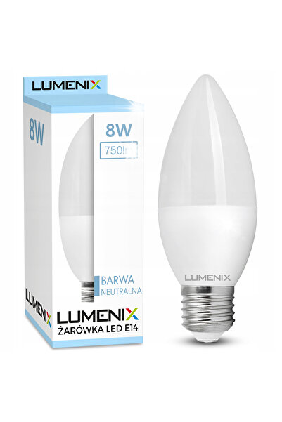 LUMENIX 10x Bec LED tip lumânare E27 8W SMD 880lm Neutru PREMIUM CCD