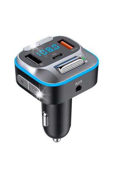 nobitech Transmițător Bluetooth FM pentru mașină, încărcător auto, mufă USB C, QC 3.0