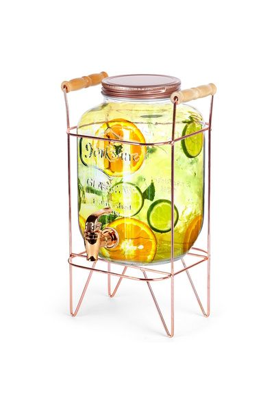ARTEMİSPAK Borcan de băuturi mare, din sticlă, cu robinet, suport, 4.2L