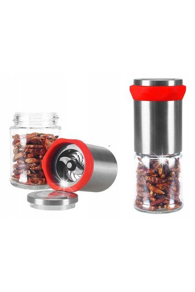 NO BRAND RĂZĂTOARE MANUALĂ PENTRU CHILI ȘI CONDIMENTE, DIN OȚEL ȘI STICLĂ, 14 CM