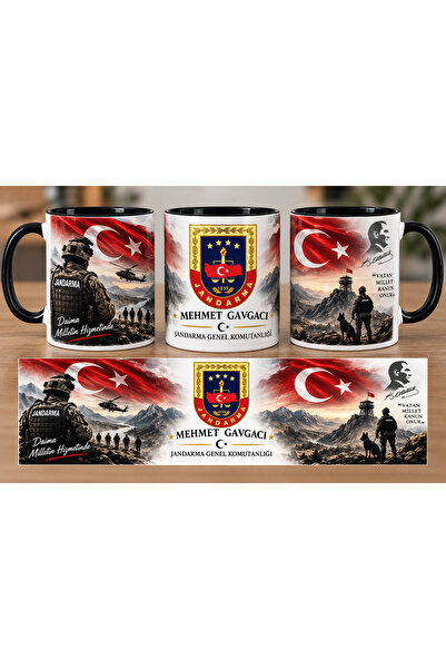 Jandarma Logo Baskılı Kupa Bardak Hediyelik İsimli Kişiye Özel