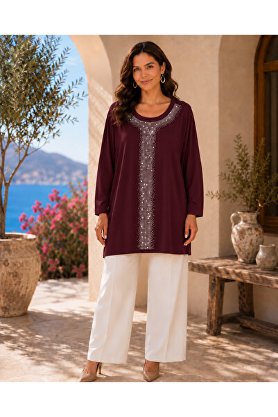 TUSSE Women's Collared Waterway Stone Embellished Viscose Flexible Plus Size ...