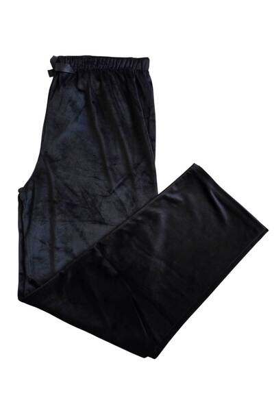 Generic Brand Women's French Velvet Pajama Bottoms – Soft Textured, Elastic Waist, Wide Legs, Bow Detail