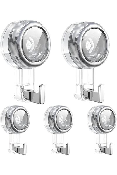 SYOSI Suction Cup Hooks, 5 Pcs Max Load 5kg Suction Hanger for Wreath Shower ...