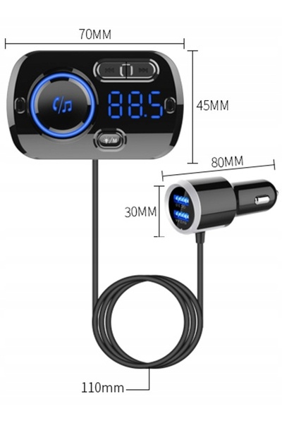 Xtrobb Transmițător FM auto MP3 Bluetooth 2xUSB 1xUSB Tip C Amplificare bas