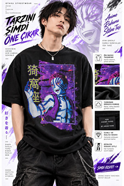 FG KONNİCHİWA Demon Slayer Akaza Tanjiro Nezuko Zenitsu Inosuke Printed Black...