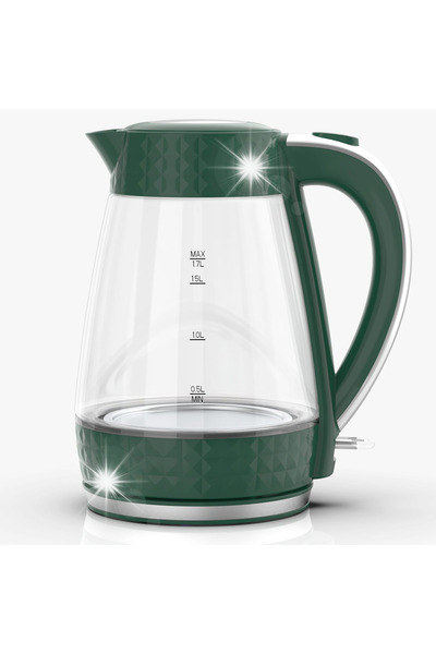 Łucznik Fierbător electric din sticlă, fără fir, silențios, 1.7L, 2200W, verde