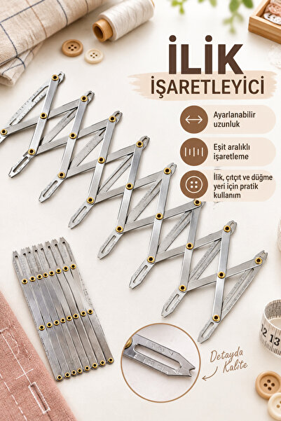 LİVA CRAFT Art & Craft Buttonhole Marker, Adjustable Snap, Button Guide, Meta...