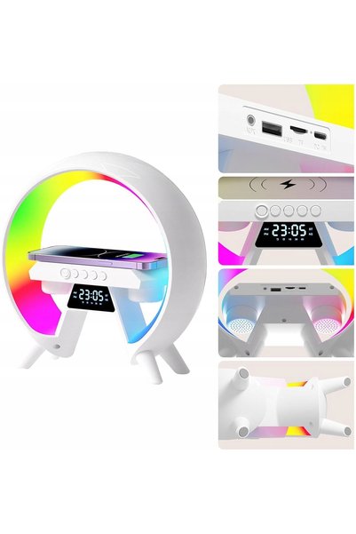 NO BRAND Lumină LED RGB, încărcător inductiv, difuzor, ceas cu alarmă, radio
