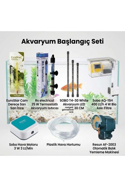 Sobo Akvaryum Başlangıç Seti - Askı Filtre + Hava Motoru + Isıtıcı + LED Aydı...