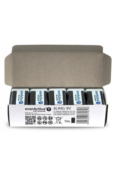 everActive Baterie alcalină profesională 9V 6LR61 - pachet de 10