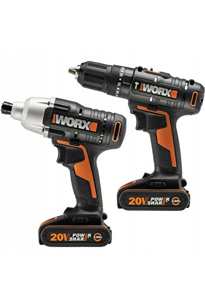 WORX Set ciocan rotopercutor și șurubelniță wx902 20v powershare 2x2ah