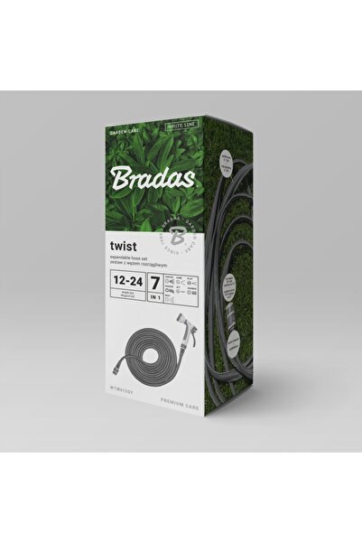 Bradas Set furtun de grădină cu pistol de udare TWIST HOSE 12-24m 7 în 1