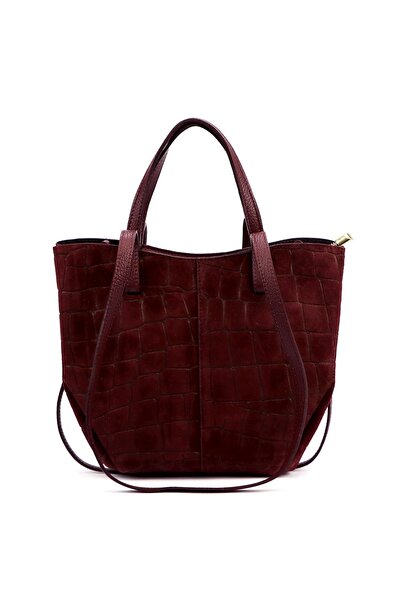 Vera Pelle Geantă de mână de damă din piele întoarsă, model shopper clasic LU...