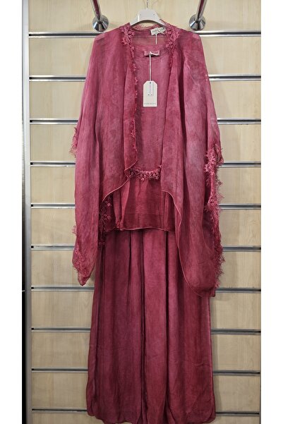 Park Moda Italian 3-Piece Silk Set with Fringe Detail