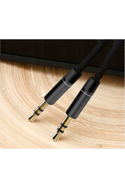 Nela-Styl Cablu audio ranforsat din nailon, AUX, mufă mini jack de 3,5 mm