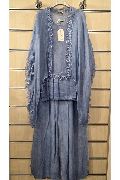 Park Moda Italian 3-Piece Silk Set with Fringe Detail
