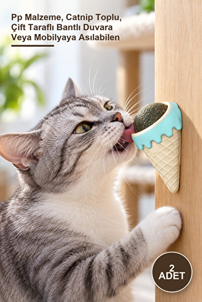 Yenilig 2 Ice Cream-Shaped Catnip Toys – Pp Material, Catnip Ball, Can Be Han...