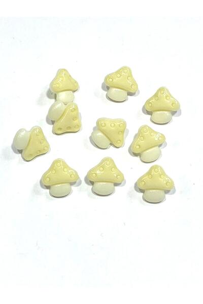 karantuhafiye Baby Button / Mushroom Model / 10 Pieces / Dark Cream