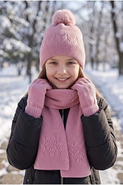 Aware Time Kitti 9-15 Years Old Children's Lined Scarf, Beanie and Gloves Set...