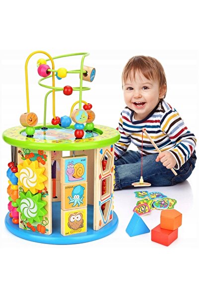 HappyBabyBee Set de cuburi din lemn, jucărie educativă de sortare, Montessori...