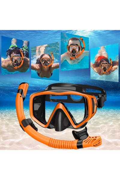 NO BRAND Set mască și snorkel de scufundare, uscat, anti-aburire, panoramic, ...