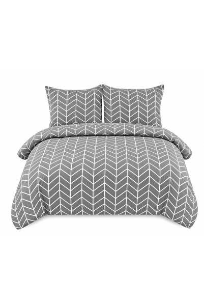 SMUKEE HOME Set de lenjerie de pat din bumbac SMUKEE 160 x 200, gri, cu model
