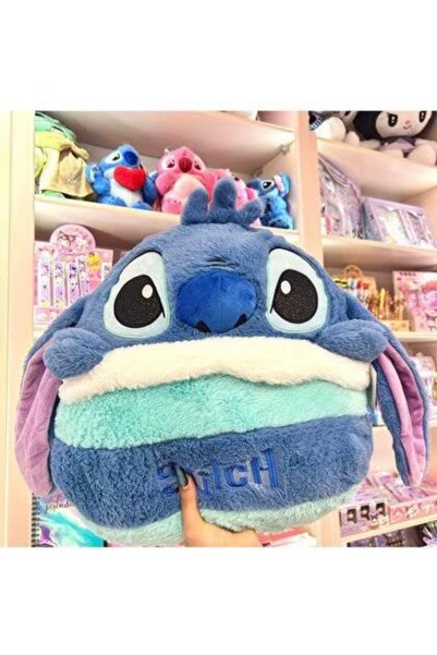 HEDİYEVİM Battaniyeli Peluş Stitch yastık