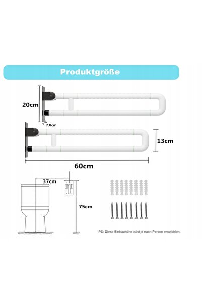 NO BRAND uyoyous bară de sprijin pliabilă pentru toaletă 60cm, mâner de sigur...