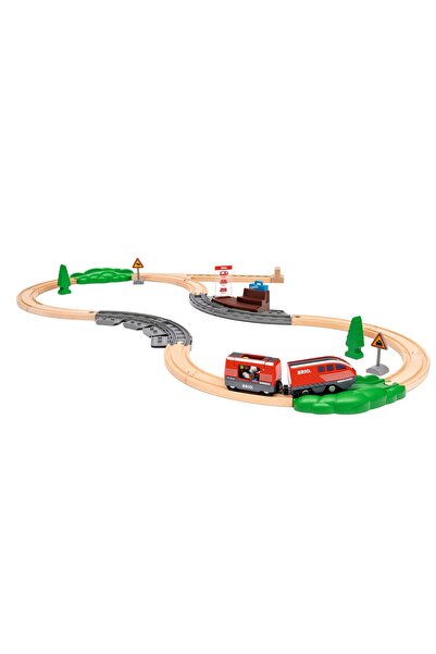 BRIO Set de tren cu arc de recul și șine pentru copii