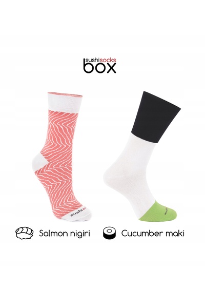 Rainbow Socks Șosete amuzante cu sushi, 5 perechi, 40-45, Cutie cadou sushi +...