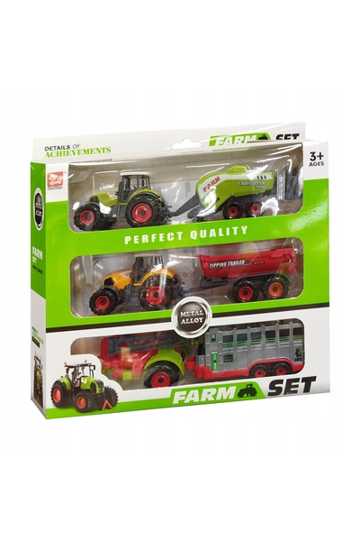 KRUZZEL Set de mașini agricole pentru copii: tractor, remorcă, presă, jucărie...