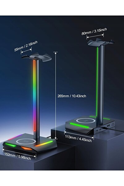 NO BRAND Suport pentru căști de gaming, iluminare RGB, hub USB, stabil, LED