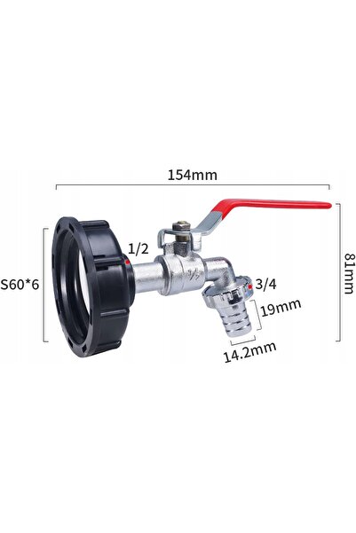 NO BRAND Adaptor IBC 1000l, robinet din alamă 1/2 " NPT la 3/4 " GHT, filet d...