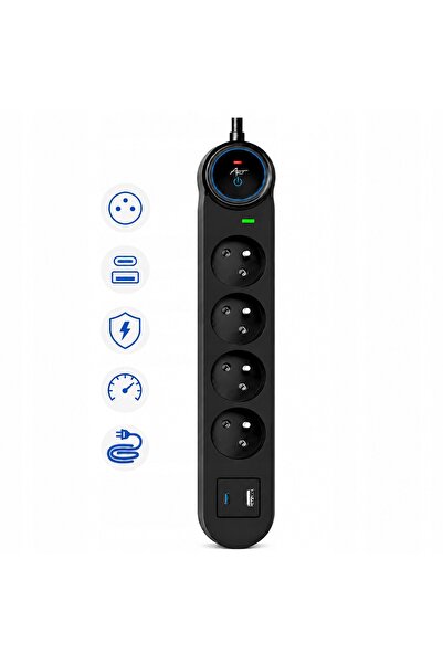 ART FU915 Prelungitor cu 4 porturi USB A+C PD, 3m, Protecție la supratensiune...