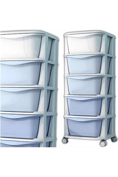 NO BRAND Organizator mobil din plastic cu 5 rafturi și sertare pentru depozit...
