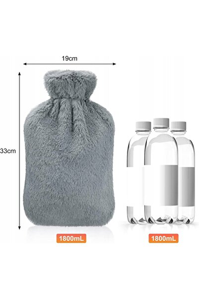 NO BRAND Husă de pluș gri, mare XXL, moale, umplută cu apă caldă, 2L