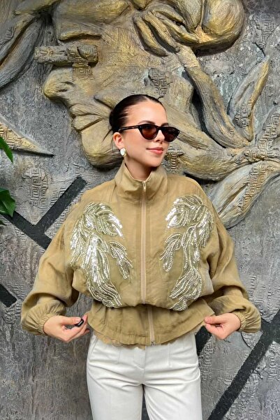 sunfyre Embroidered Stand Collar Tencel Design Zippered Jacket Sun527