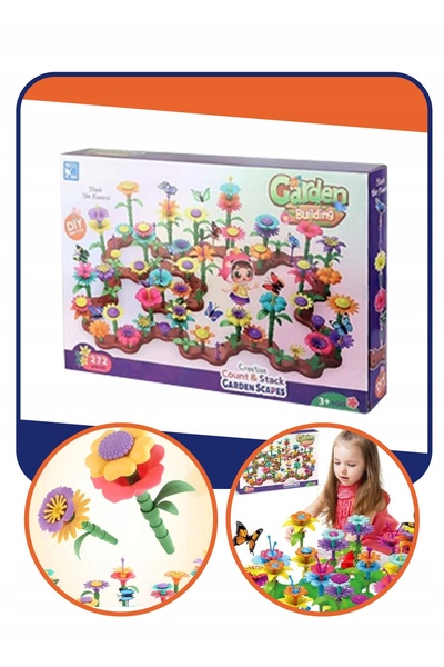 NO BRAND Set creativ de blocuri pentru grădina de flori, 272 de piese, educat...