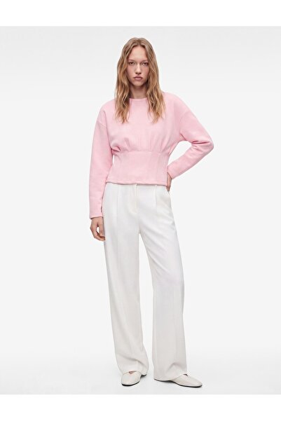 Koton Slim Fit Long Sleeve Crew Neck T-Shirt with Corset Detail
