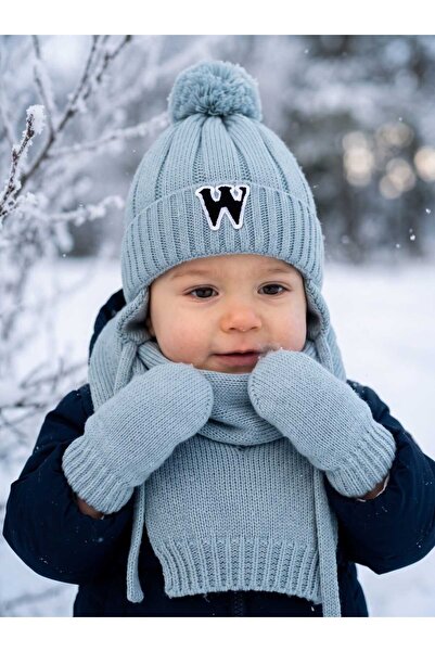 Aware Time Kitti 0-12 Months Baby Boy & Child Lined Scarf, Beanie, Gloves 3-P...