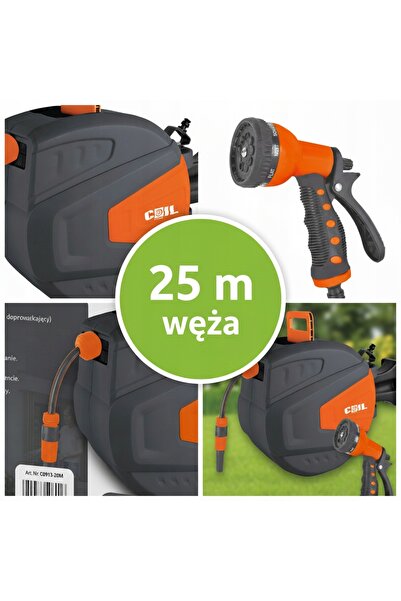 COİLTEK Furtun de grădină pentru apă 27m + pistol de stropit cu duză + tambur...
