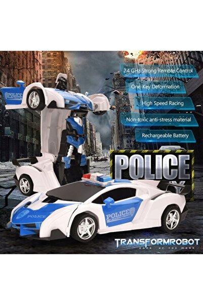 NO BRAND Mașină robot transformabilă, cu LED-uri și sunete, set de poliție, t...