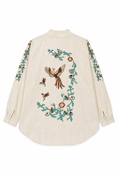 Rabian Keten Nakışlı Kimono
