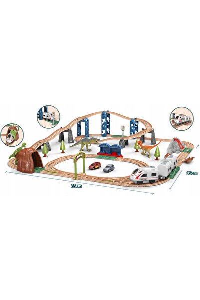 Doris Tren electric gigant cu sunete și lumini, șină cu dinozauri 76×63 CM