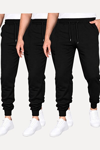 SURMARİ Set of 3 Unisex Regular Fit Ribbed Leggings in Black, Gray, Navy Blue...